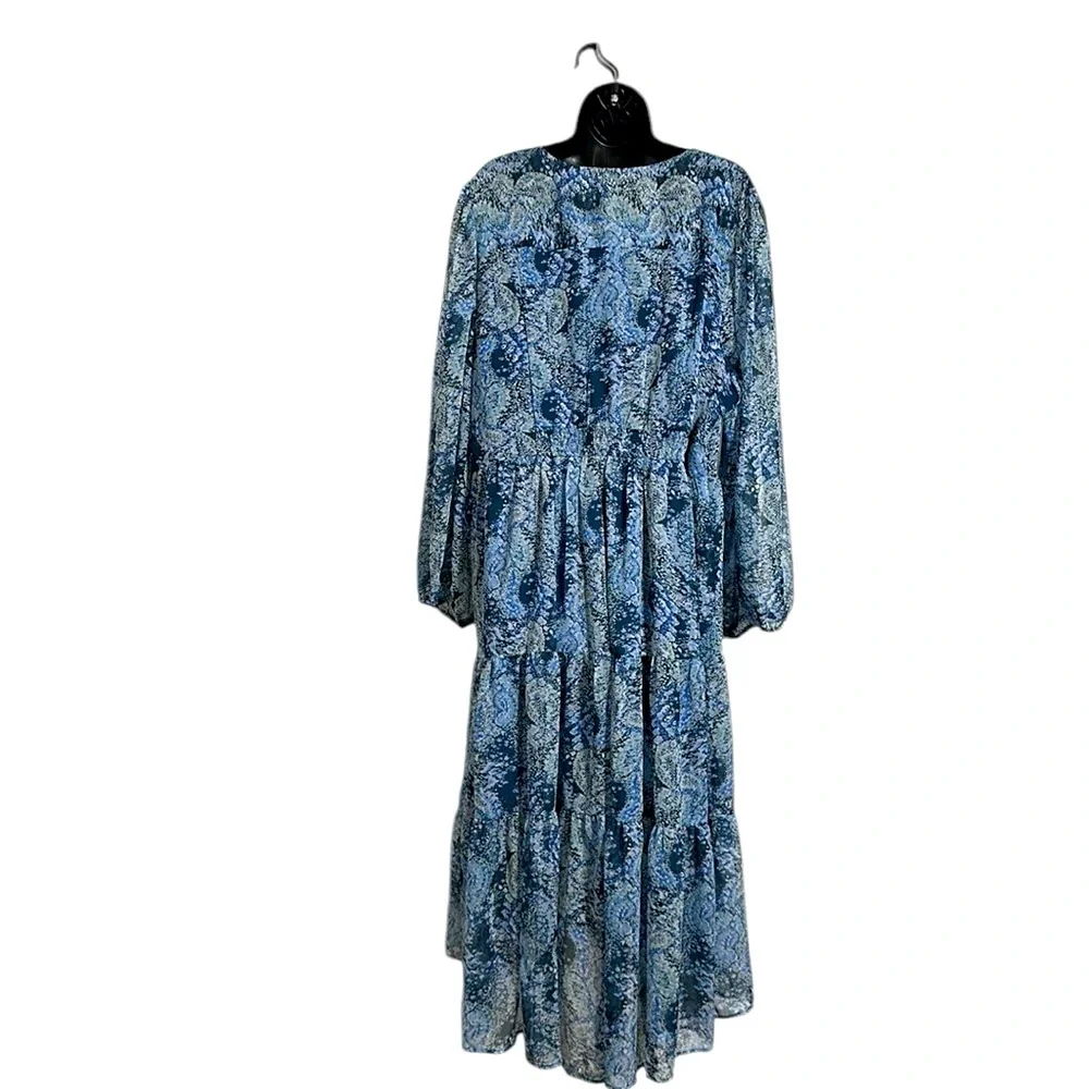 NWT Joie Blue Printed Parisian Paisley Tiered Maxi Dress Sz XXL